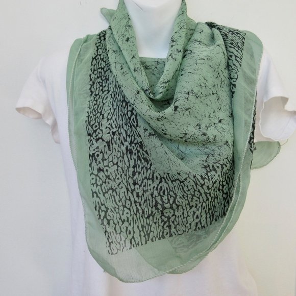 Izhar Scarf Green & Black Abstract 32" Square - Picture 2 of 4